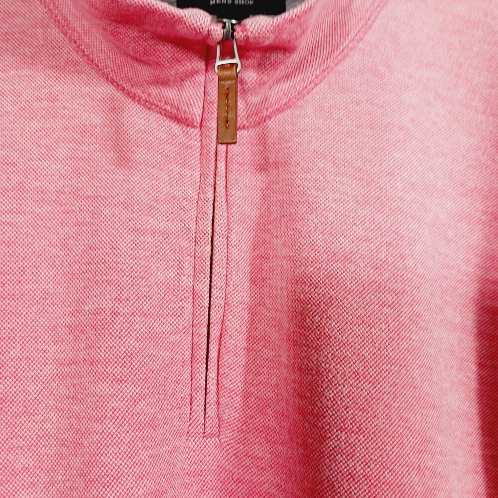Nordstrom Men's Shop, Coral Red Woven Pullover, Size XL, Long Sleeve 1/4 Zip - Picture 5 of 16